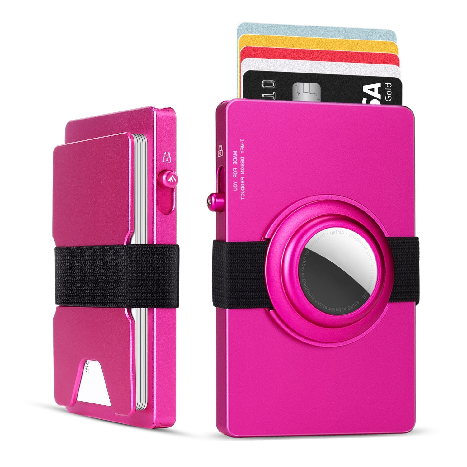 Porte-Carte Aluminium Pop-Up avec Support AirTag RFID