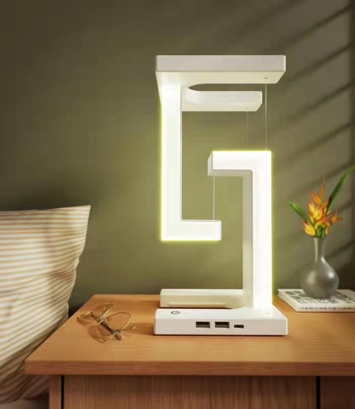 Lampe de Bureau Lévitation Magnétique avec Chargeur Sans Fil QI – Veilleuse Design