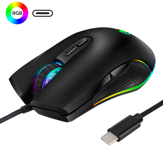 Souris Gaming Filaire USB-C RGB — Compatible Mobile, Tablette & PC