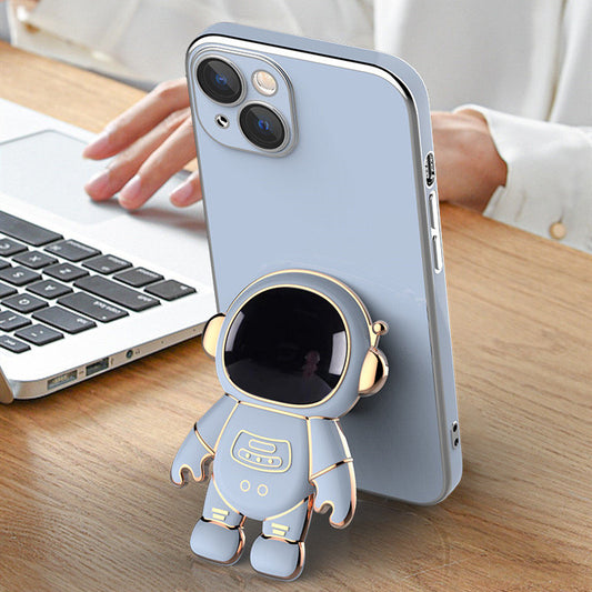 Coque iPhone Astronaute 3D – Anti-Choc, Support Intégré & Finition Électroplaquée