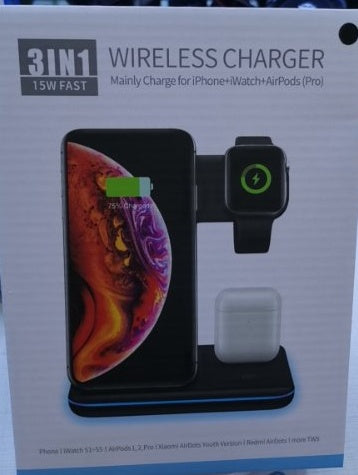 Chargeur Sans Fil 3 en 1 – Smartphone, Apple Watch & AirPods