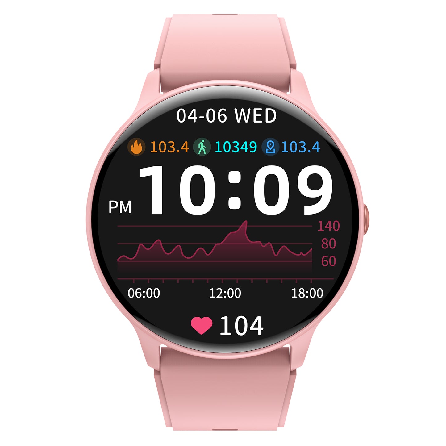 Montre Connectée – Écran Rond 1.53" | Bracelet Silicone | Noir & Rose
