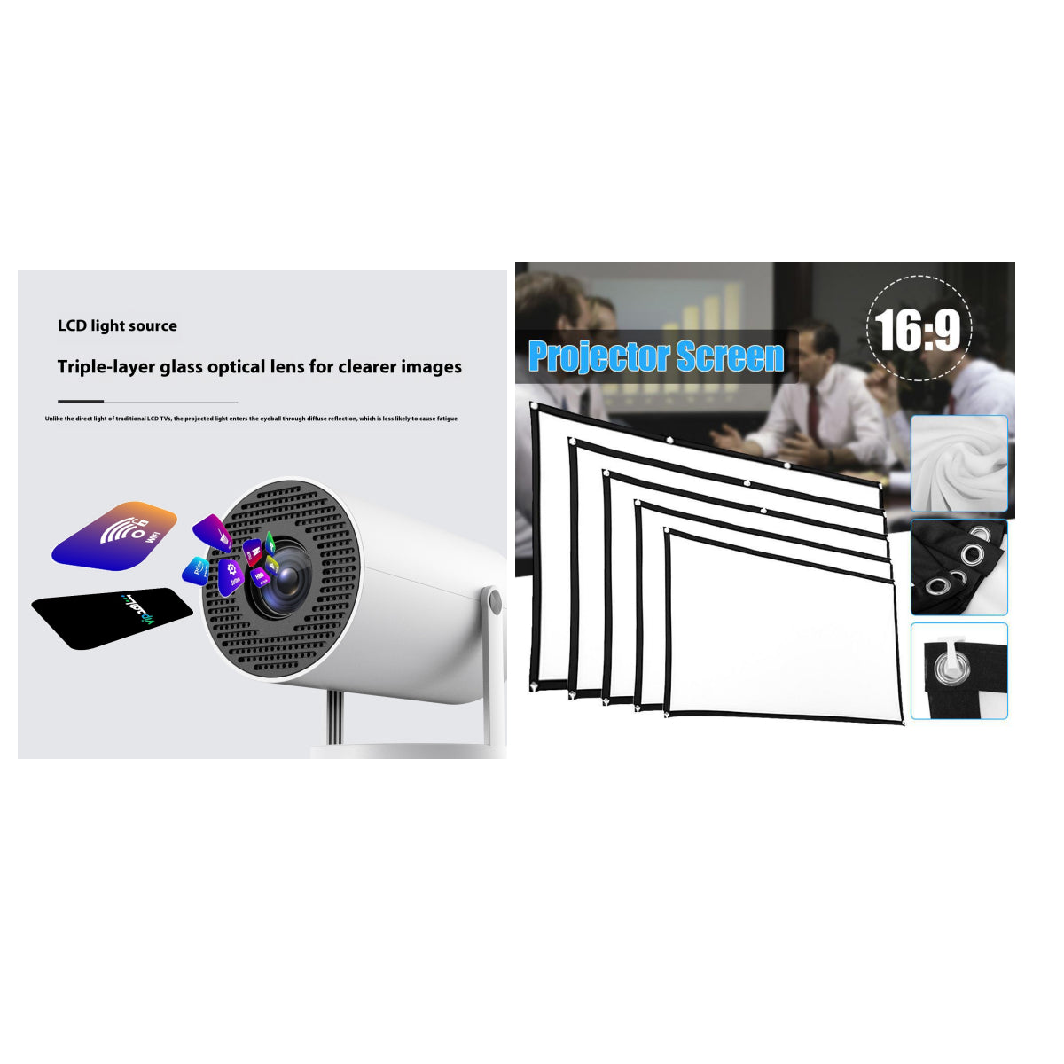 Projecteur Portable Magcubic HY300 – WiFi 5G, Bluetooth 5.0, Mise au Point Auto, 130"
