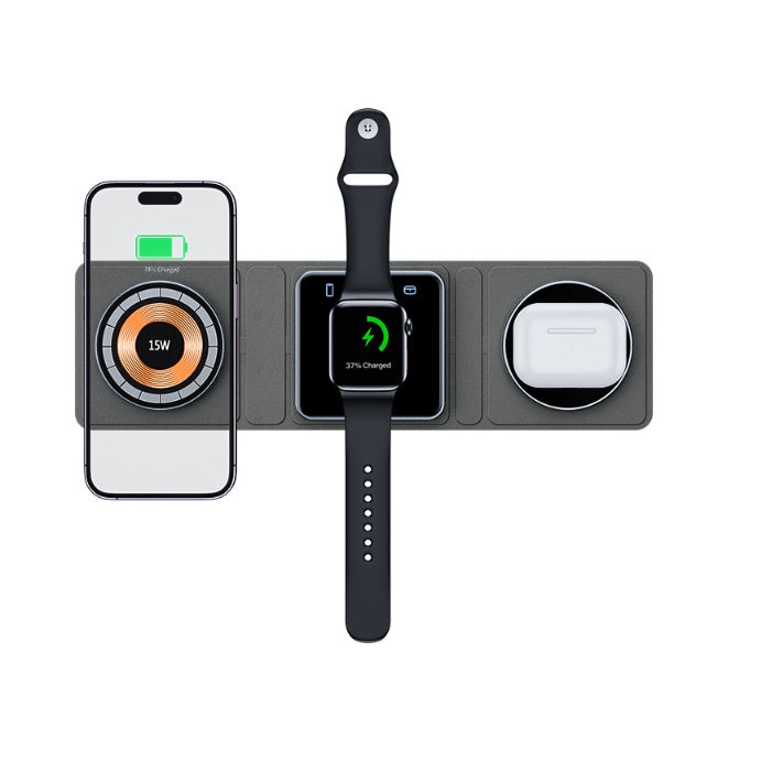 Station de Charge Sans Fil 3-en-1 Magnétique Pliable – iPhone, Apple Watch & AirPods