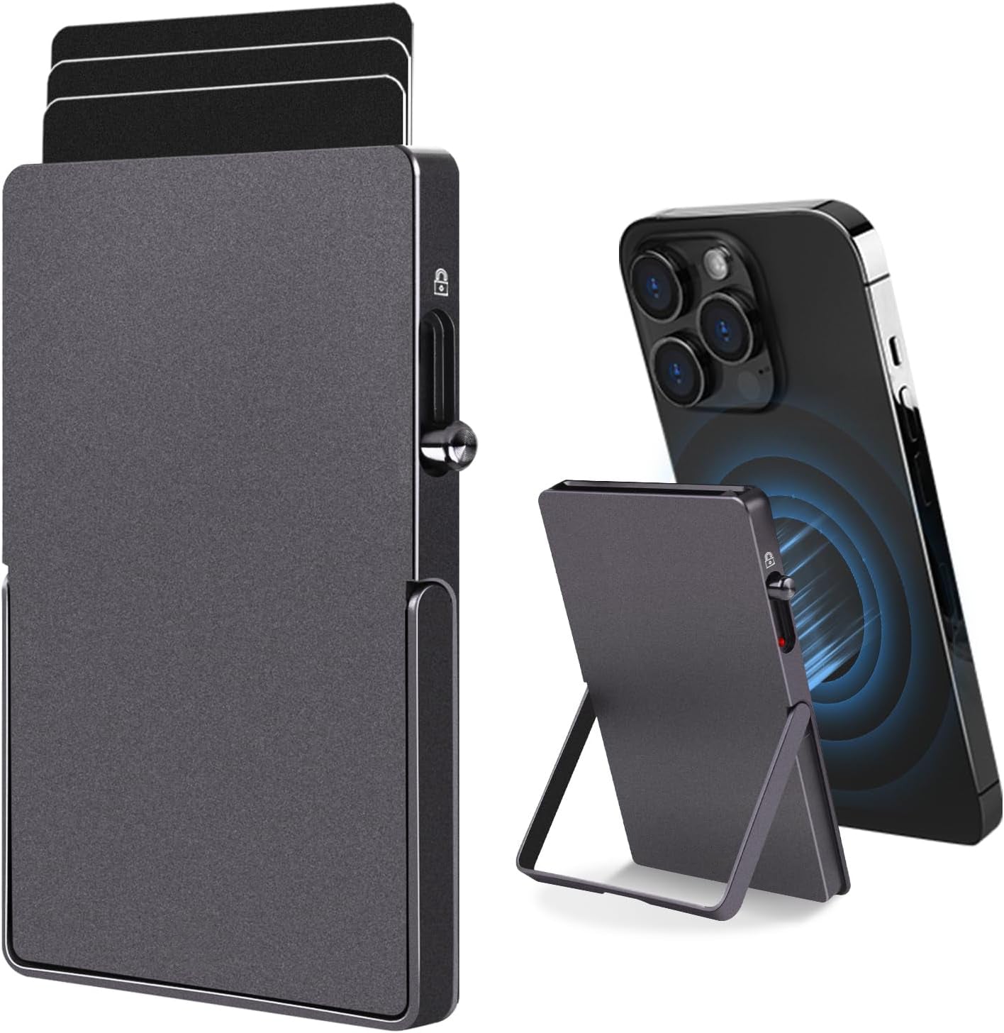 Porte-Carte MagSafe Ultra-Fin avec Support Réglable RFID