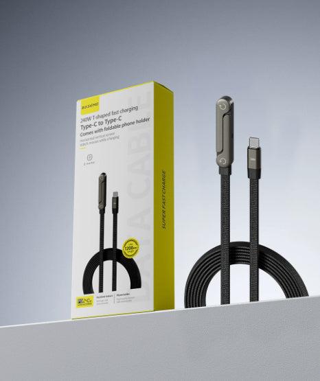 Câble 2-en-1 avec Support Téléphone Intégré – Charge Rapide 240W USB-C