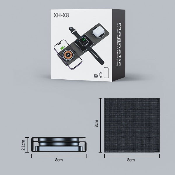 Station de Charge Sans Fil 3-en-1 Magnétique Pliable – iPhone, Apple Watch & AirPods