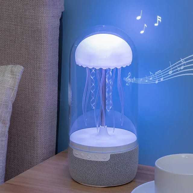Lampe Méduse LED 3-en-1 avec Enceinte Bluetooth 5.2 — Veilleuse Ambiance 10W