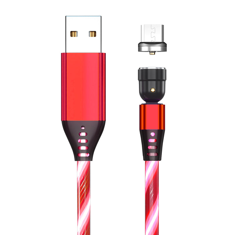Câble Magnétique Rotatif 540° LED – Charge Rapide 3A USB-C / Micro USB / iPhone