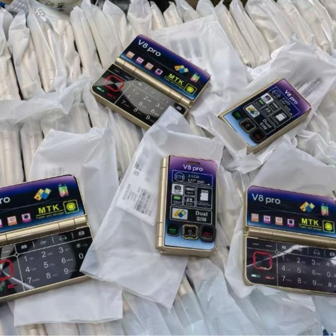 Téléphone Portable à Clapet V8Pro — Double Écran | 3 Coloris