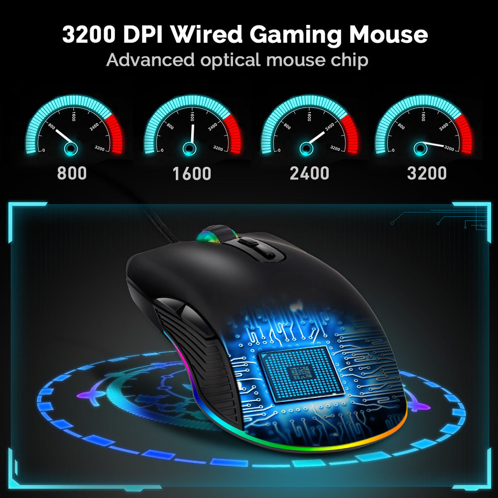 Souris Gaming Filaire USB-C RGB — Compatible Mobile, Tablette & PC