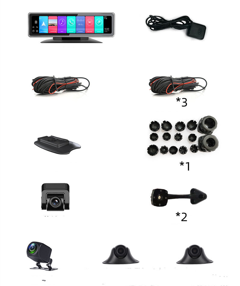 Dashcam Rétroviseur 4G 12" – 360° Panoramique, GPS, Android 9.0, Double Objectif 12MP
