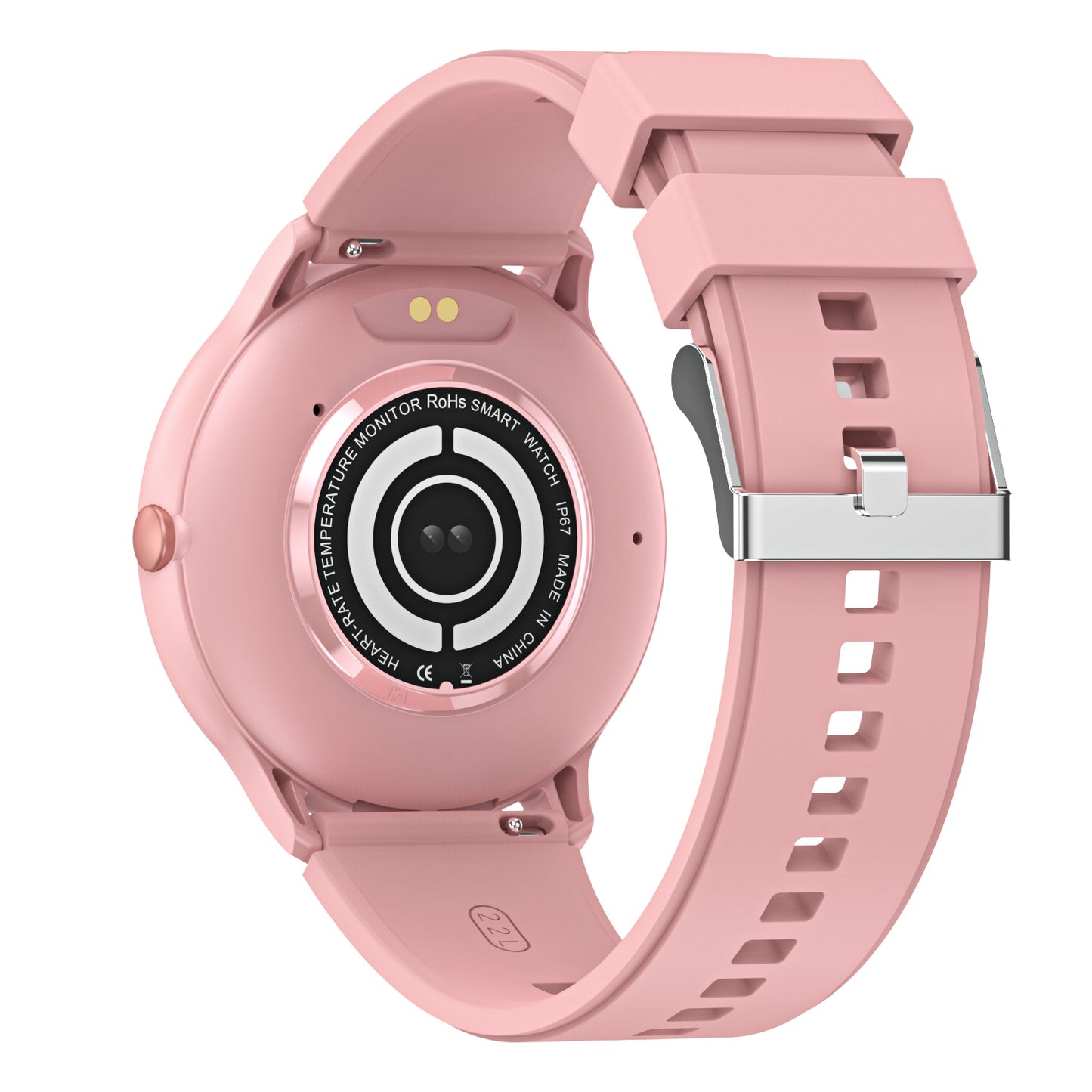 Montre Connectée – Écran Rond 1.53" | Bracelet Silicone | Noir & Rose
