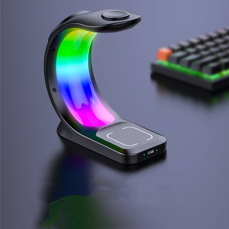 Chargeur Sans Fil Magnétique 4-en-1 – Station de Charge Rapide avec Lumière RGB