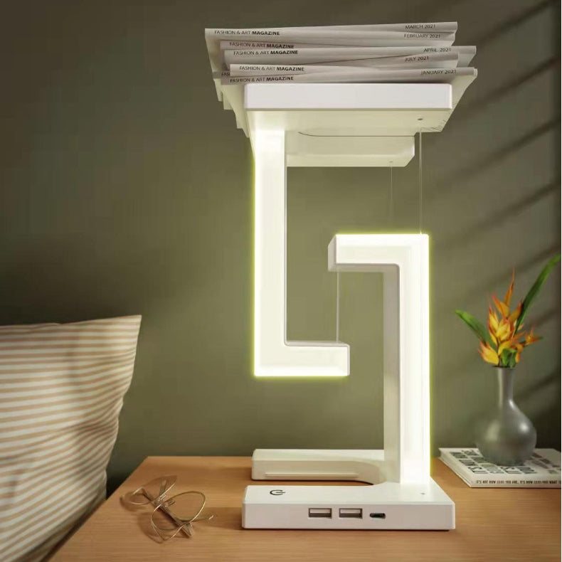 Lampe de Bureau Lévitation Magnétique avec Chargeur Sans Fil QI – Veilleuse Design