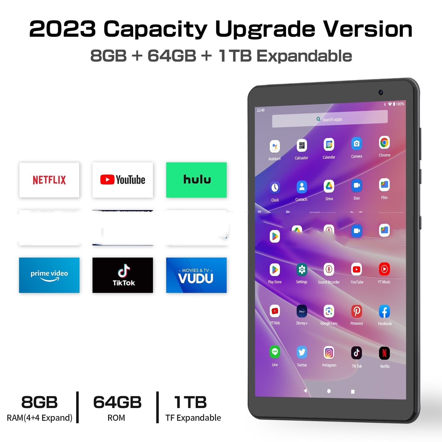 Tablette PC 8 pouces – Octa-Core, Android 13, 64 Go