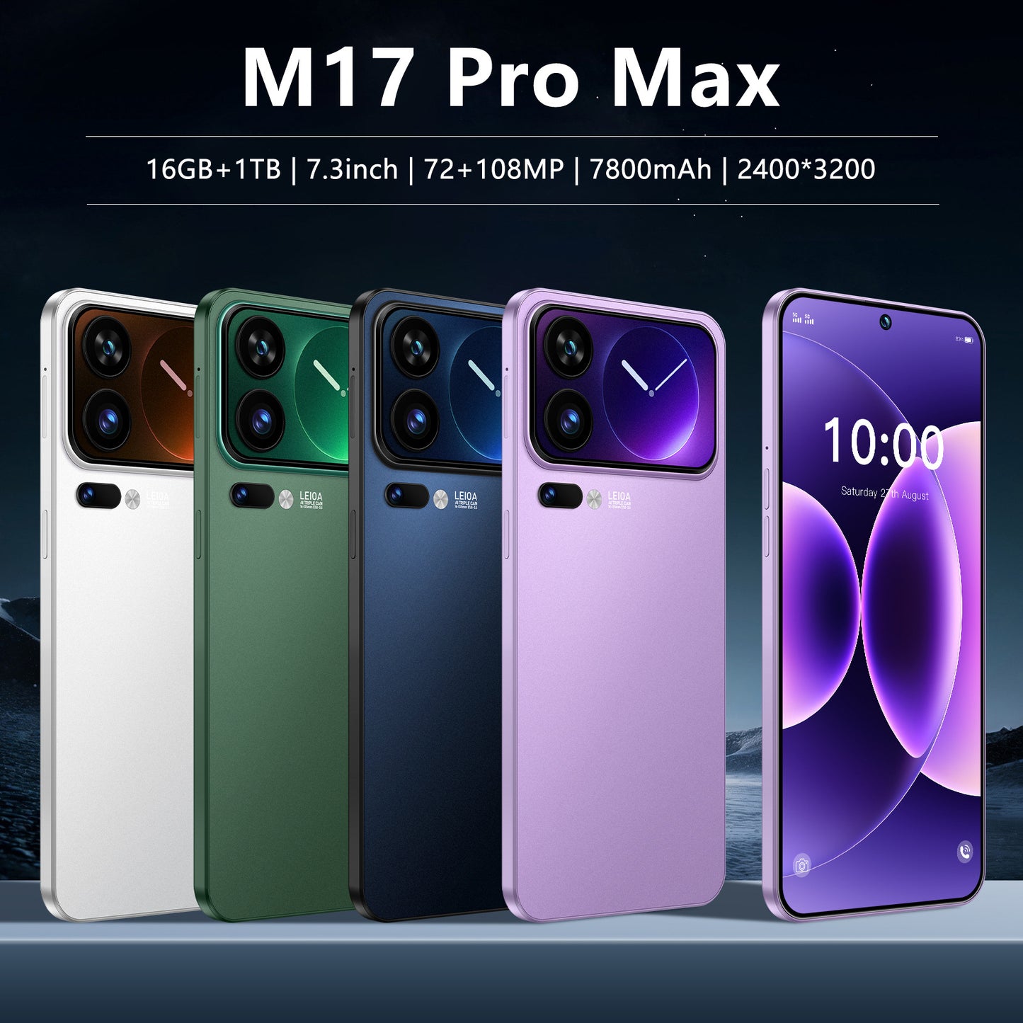 Smartphone M17 Pro Max – Grand Écran & Design Premium