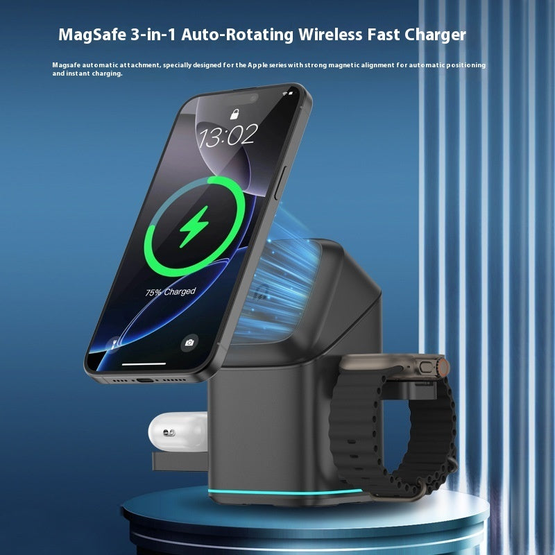 Chargeur Sans Fil Magnétique 180° – Rotation & USB-C