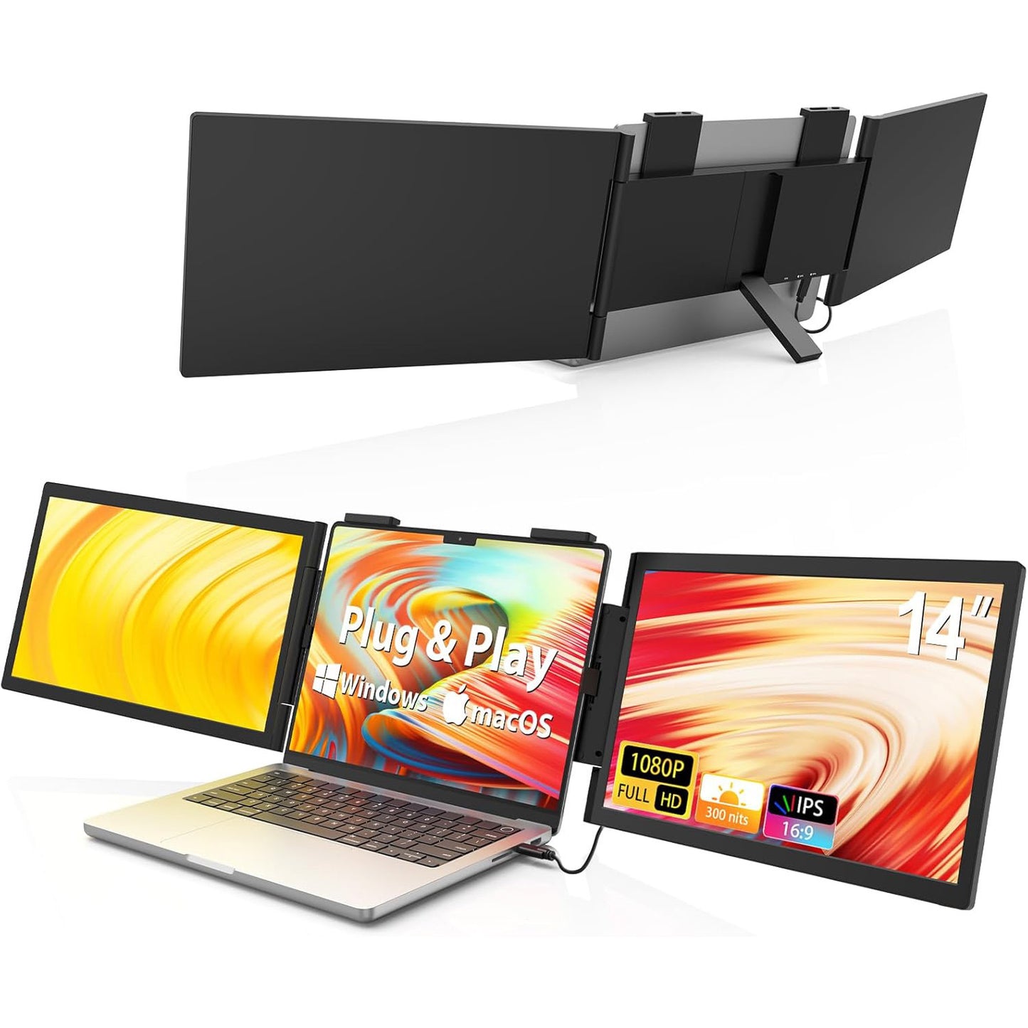 Moniteur Portable Double Écran 14 Pouces – Extension Laptop Full HD 1080p
