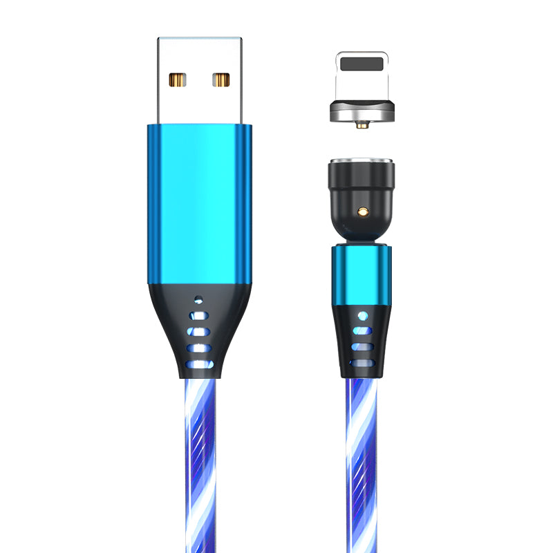 Câble Magnétique Rotatif 540° LED – Charge Rapide 3A USB-C / Micro USB / iPhone