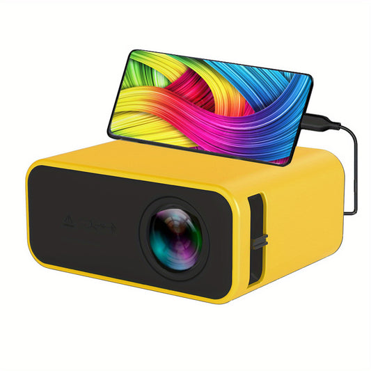 Mini Projecteur LED Portable – Édition Jaune, Écran 15-100", Mirroring Smartphone