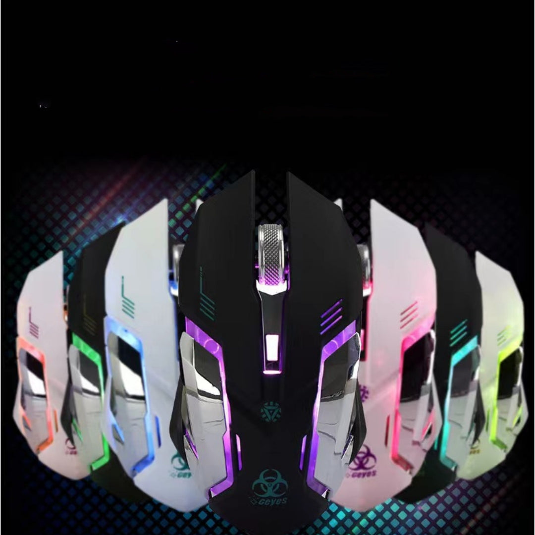 Souris Gaming Sans Fil Rechargeable – Silencieuse, Lumineuse & Universelle