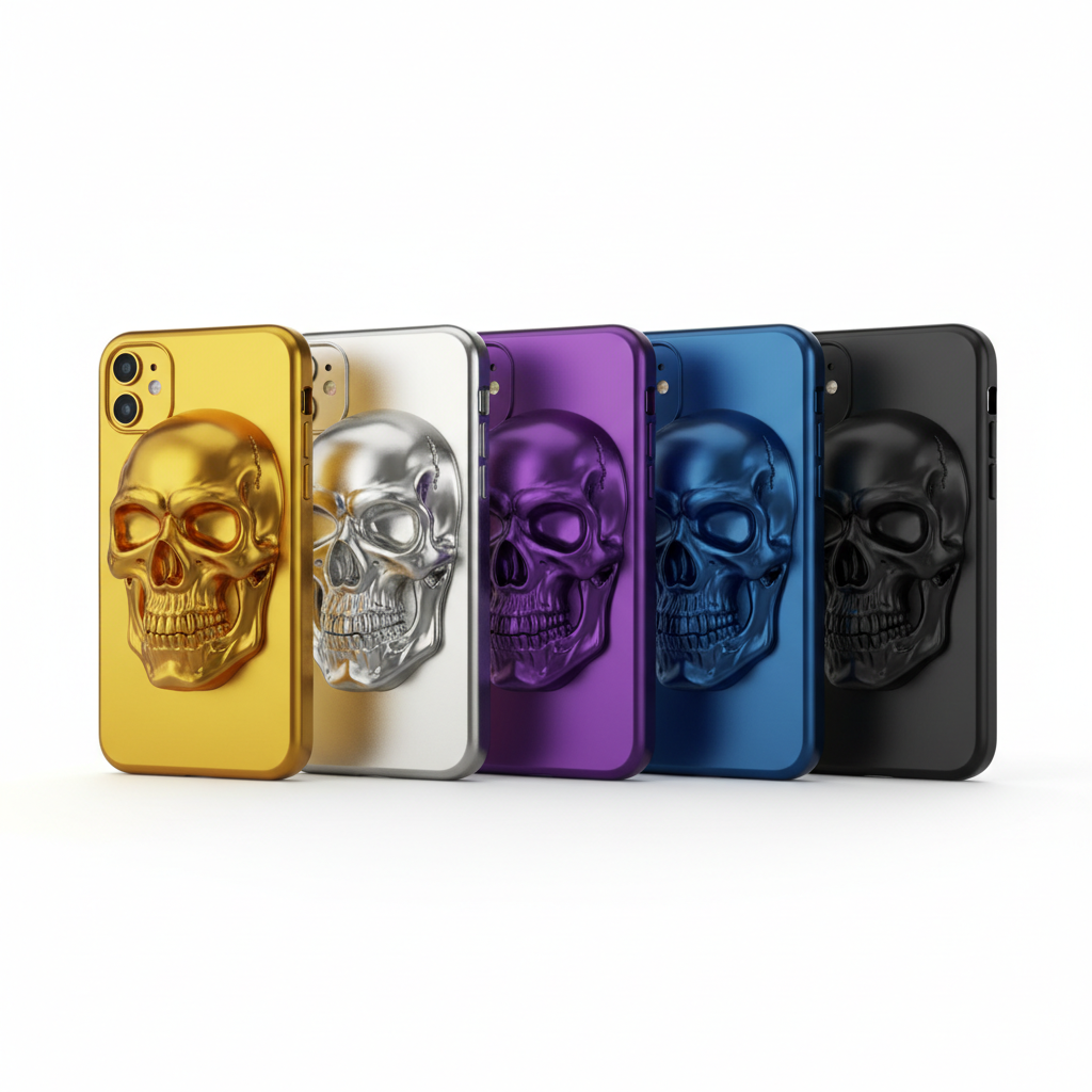 Coque Skull 3D — Hero Shot 5 coloris