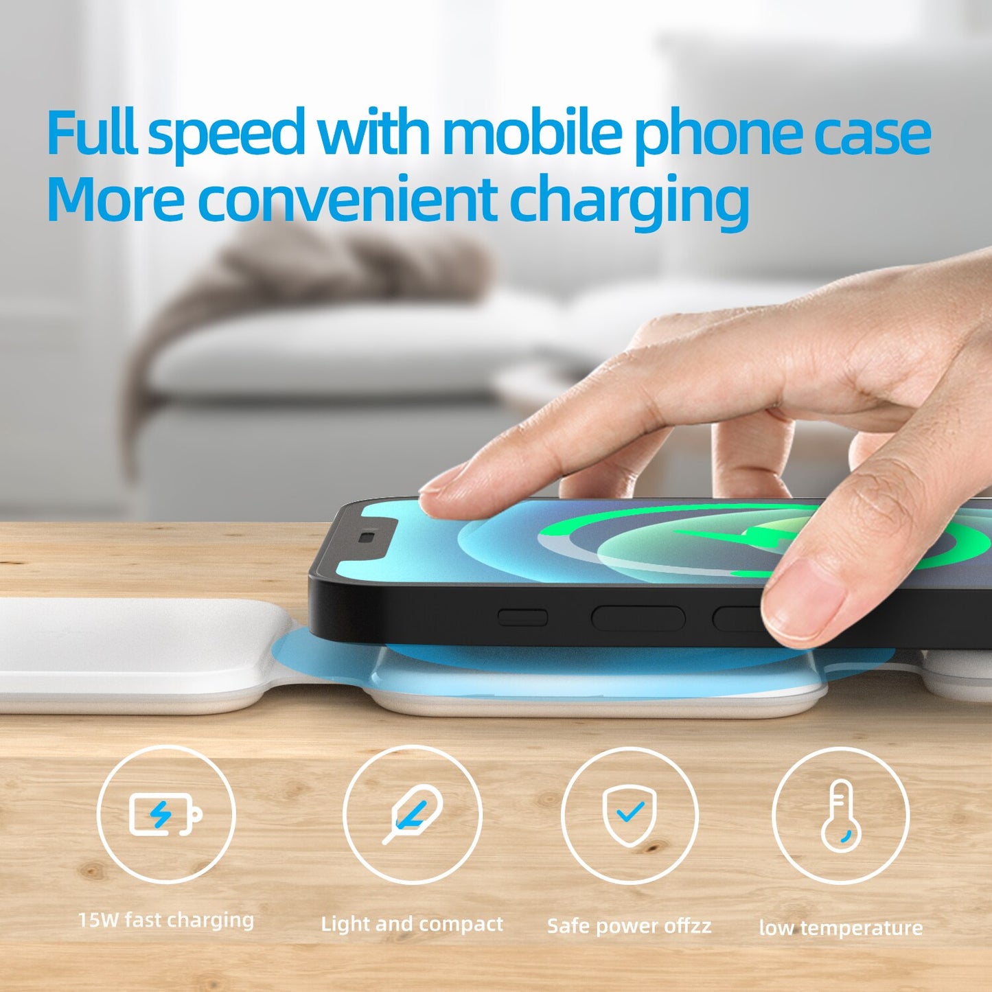 Chargeur Sans Fil 3-en-1 Magnétique Pliable – Station de Charge Rapide 15W