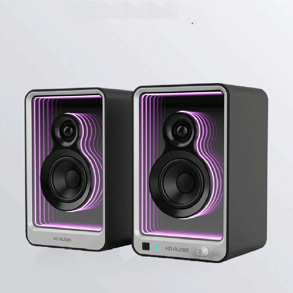Enceintes PC HIFI 2.0 – 50W, Bluetooth, Optique, HDMI ARC, USB – Éclairage RGB