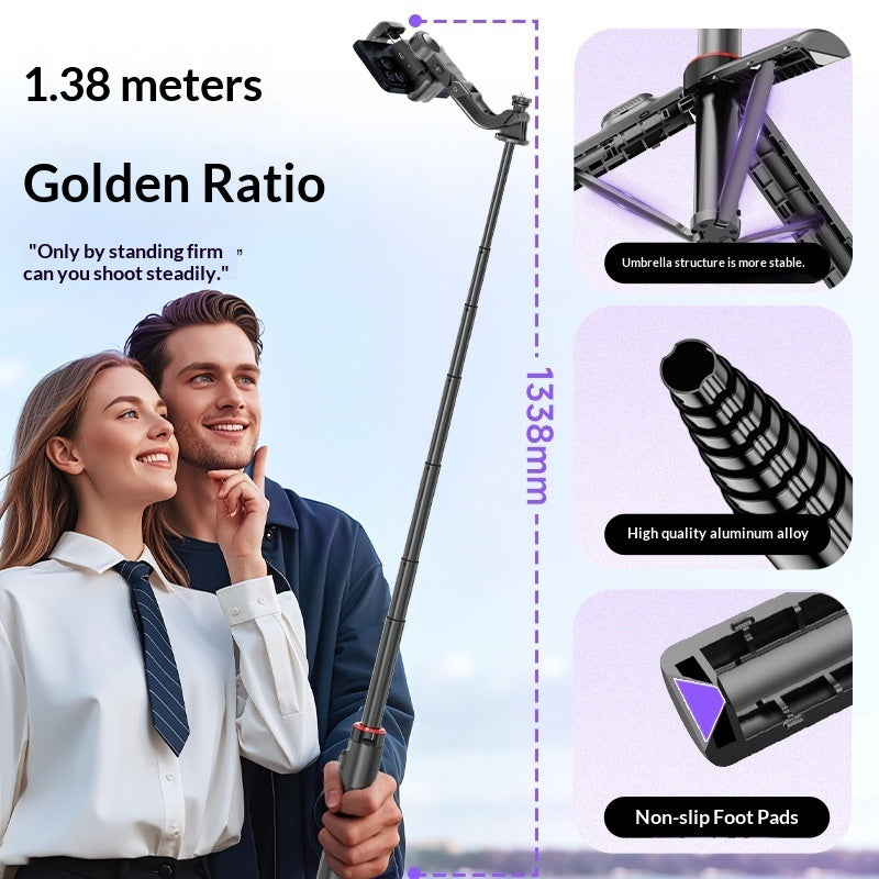 Stabilisateur Gimbal Mono-axe C22 – Suivi Visage IA, Télécommande Bluetooth & Perche 1,3m