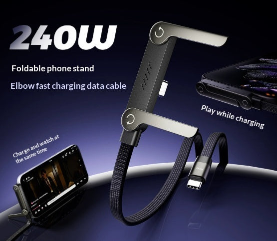 Câble 2-en-1 avec Support Téléphone Intégré – Charge Rapide 240W USB-C