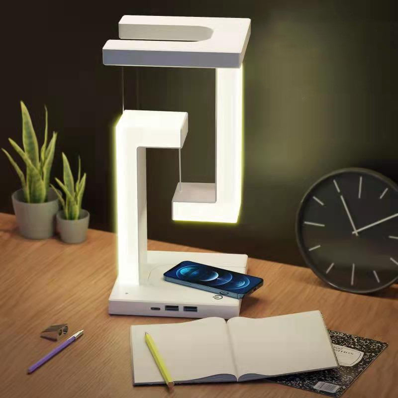Lampe de Bureau Lévitation Magnétique avec Chargeur Sans Fil QI – Veilleuse Design