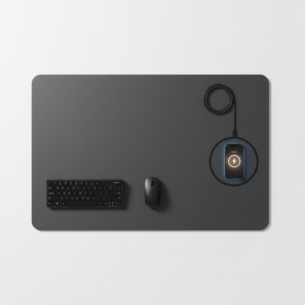 Grand tapis de bureau chargement sans fil 15W — Hero Shot