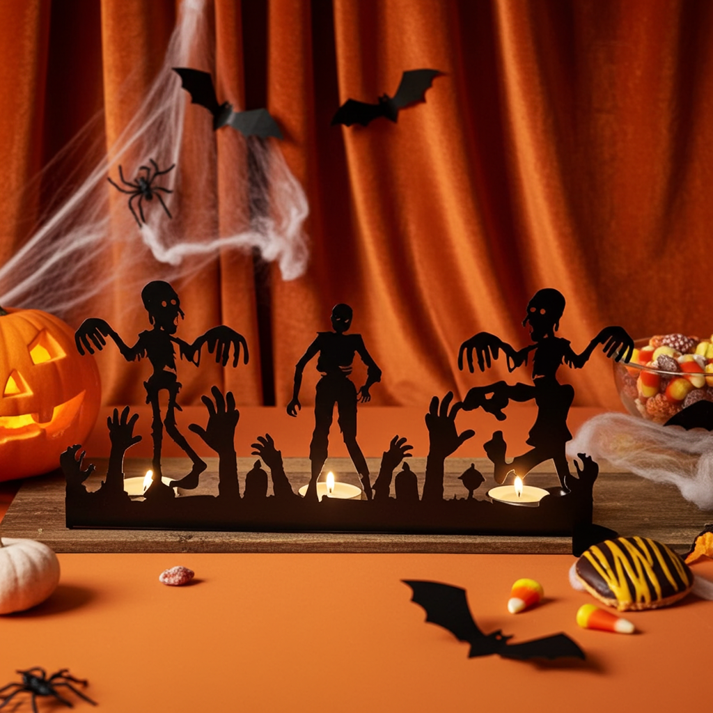Bougeoir Citrouille Halloween — Chandelier en Fer Forgé Ajouré | 4 Variantes