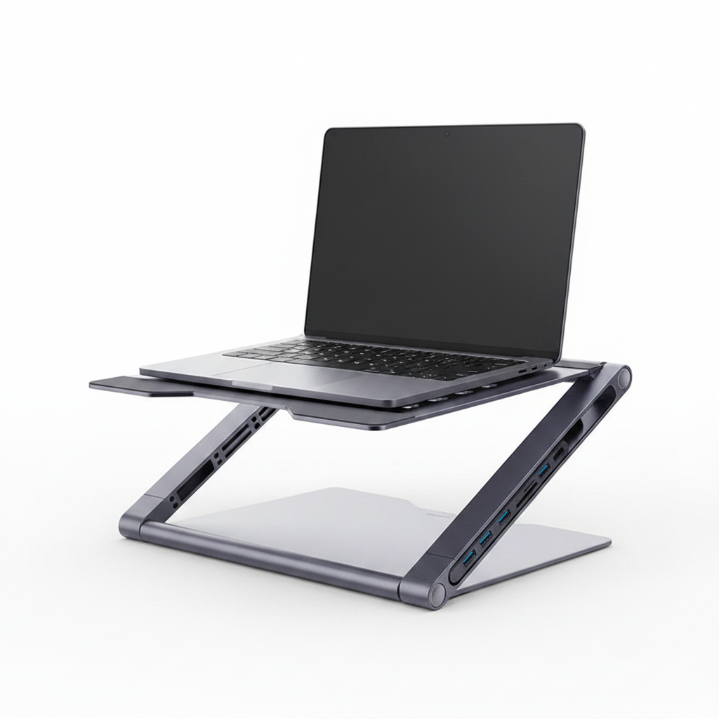 Hero Shot Support Laptop Aluminium Hub USB-C