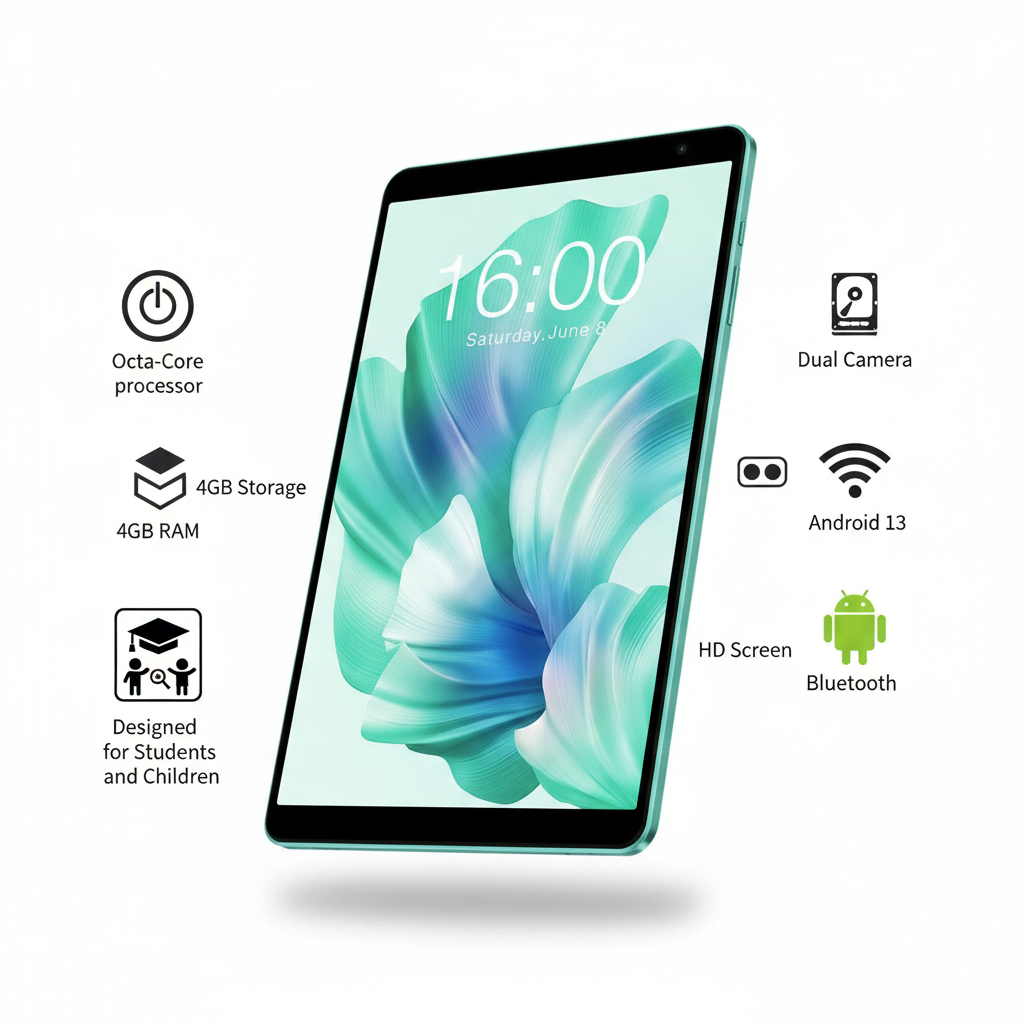 Hero Shot Tablette Android 13 8" Vert