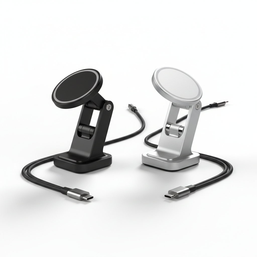 Chargeur sans fil magnétique 180° Noir et Argent — nexzo