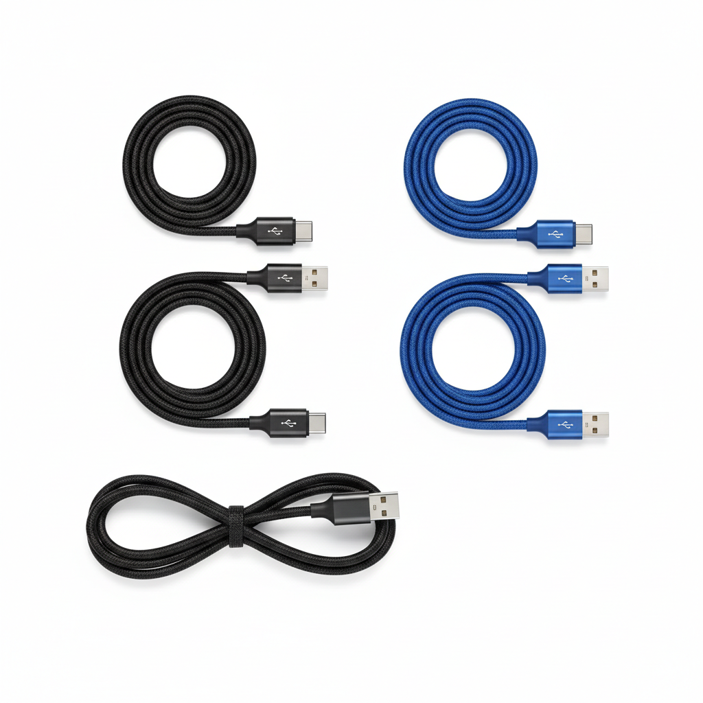 Câble USB charge rapide Noir Bleu 1M 2M 3M smartphones — nexzo