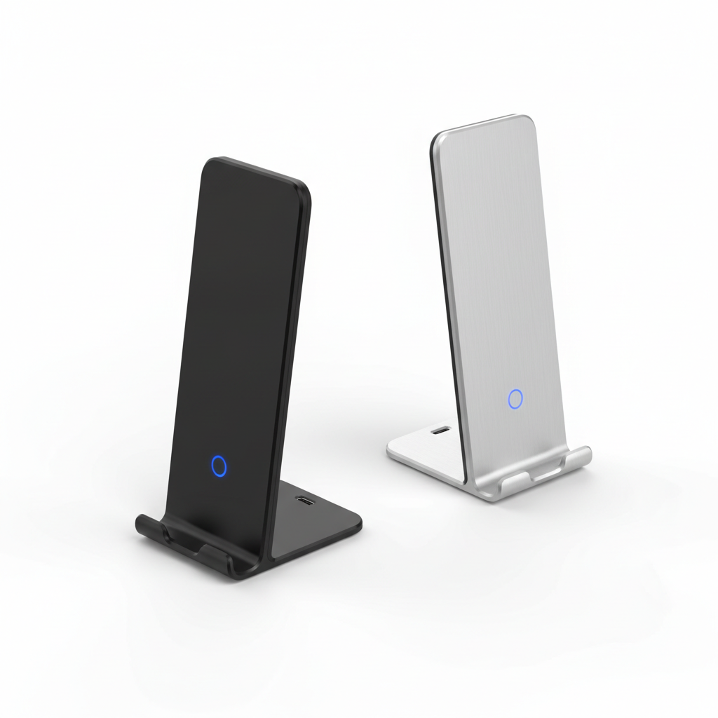 Support chargeur sans fil Qi vertical Noir et Argent — nexzo
