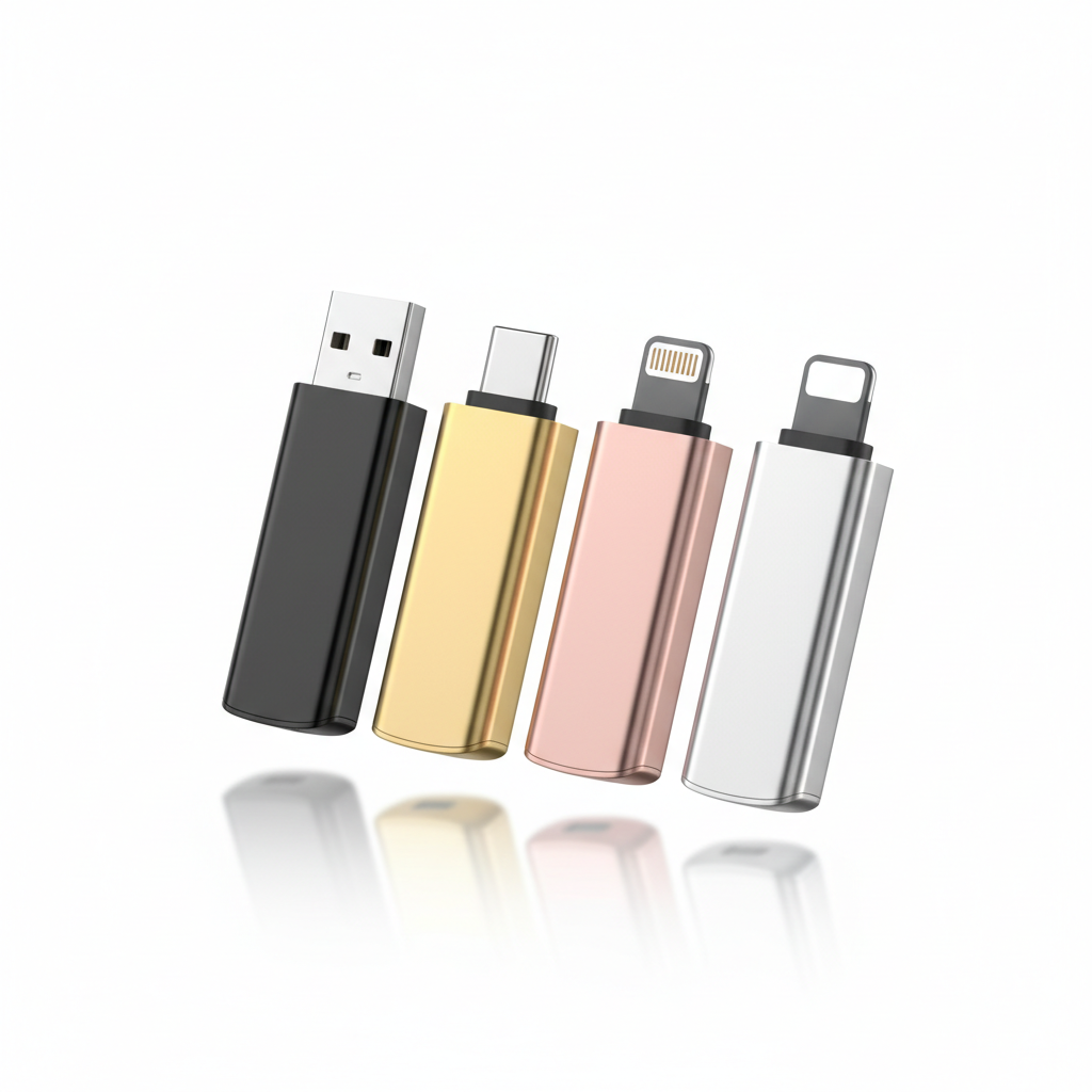 Clé USB OTG 3-en-1 USB-A USB-C Lightning Noir Or Or Rose Argent — nexzo