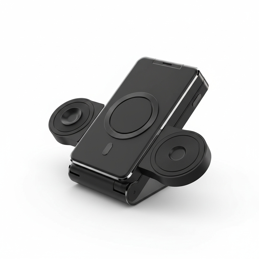Station de charge sans fil 3-en-1 magnétique pliable Noir — nexzo