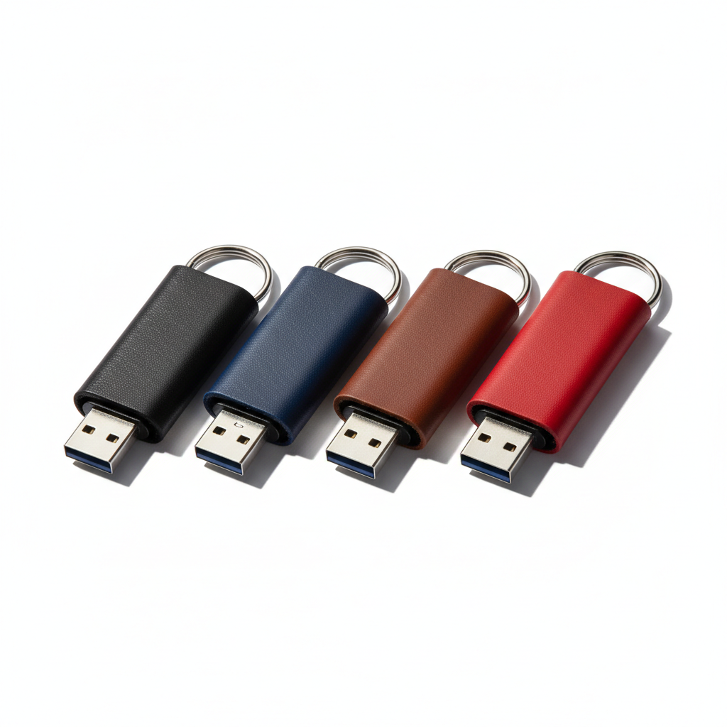 Clé USB cuir porte-clés USB 2.0 Noir Bleu Brun Rouge — nexzo