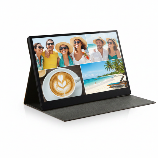 Moniteur Portable IPS + Étui Cuir — Hero Shot v2