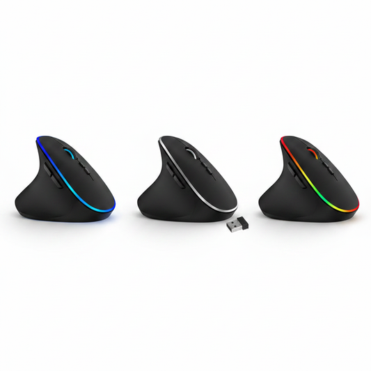 Souris Ergonomique Verticale RGB — 3 styles noirs
