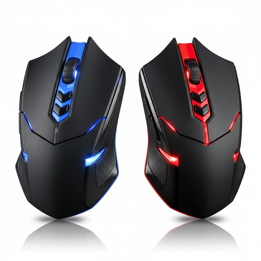 Souris Gaming Sans Fil Silencieuse — Bleu & Rouge