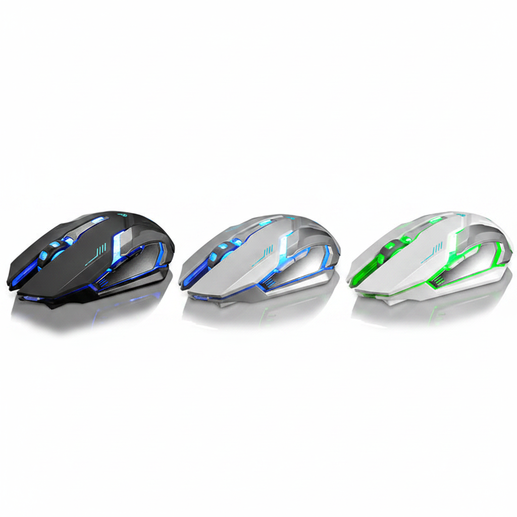 Souris Sans Fil Rechargeable — Noir, Argent & Blanc