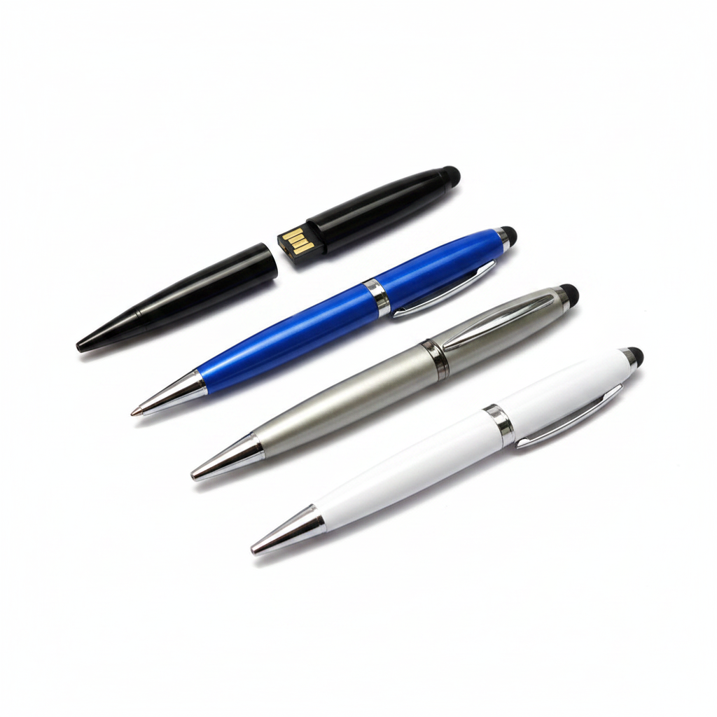 Stylo Clé USB — un dévissé + trois fermés