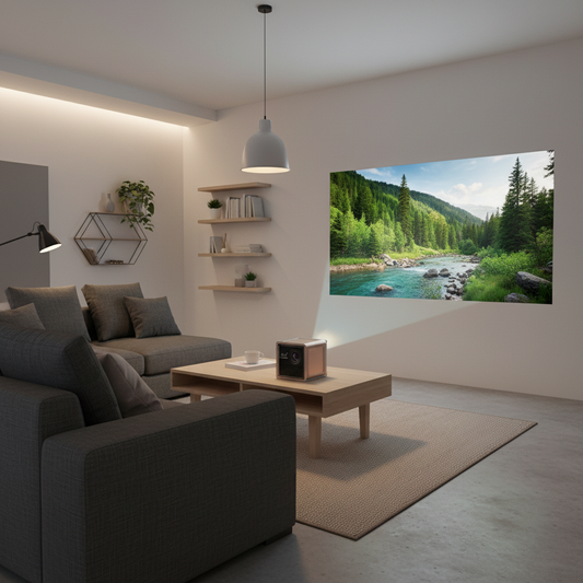 Vidéoprojecteur P1S — Hero shot salon